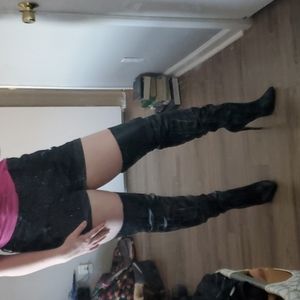 Black thigh high boots